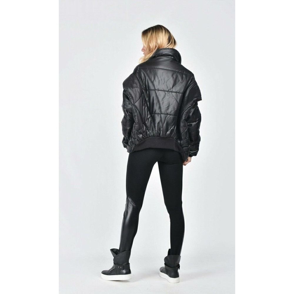 New Aakasha Black Puffer Jacket Coat Asymmetric Extravagant Winter Gym — image 3 of 8